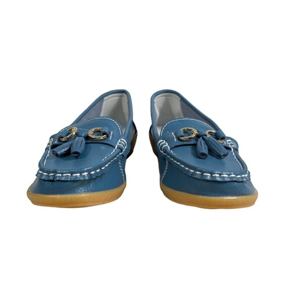 Unbranded Blue Faux Leather Comfortable Tassel Loafers Slip-On Shoes Sz 40 - New - Picture 5 of 8